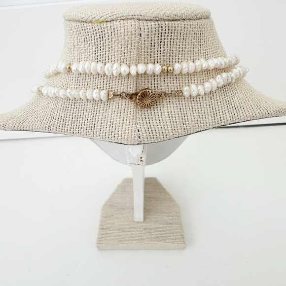 Genuine Pearl & Gold-Colored Bead Necklace White 38" - Picture 7 of 8